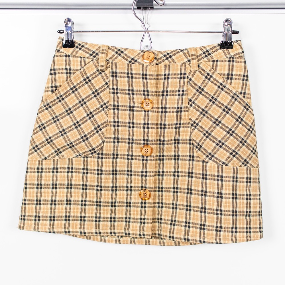 Y2K Vintage Plaid Button Front Mini Skirt